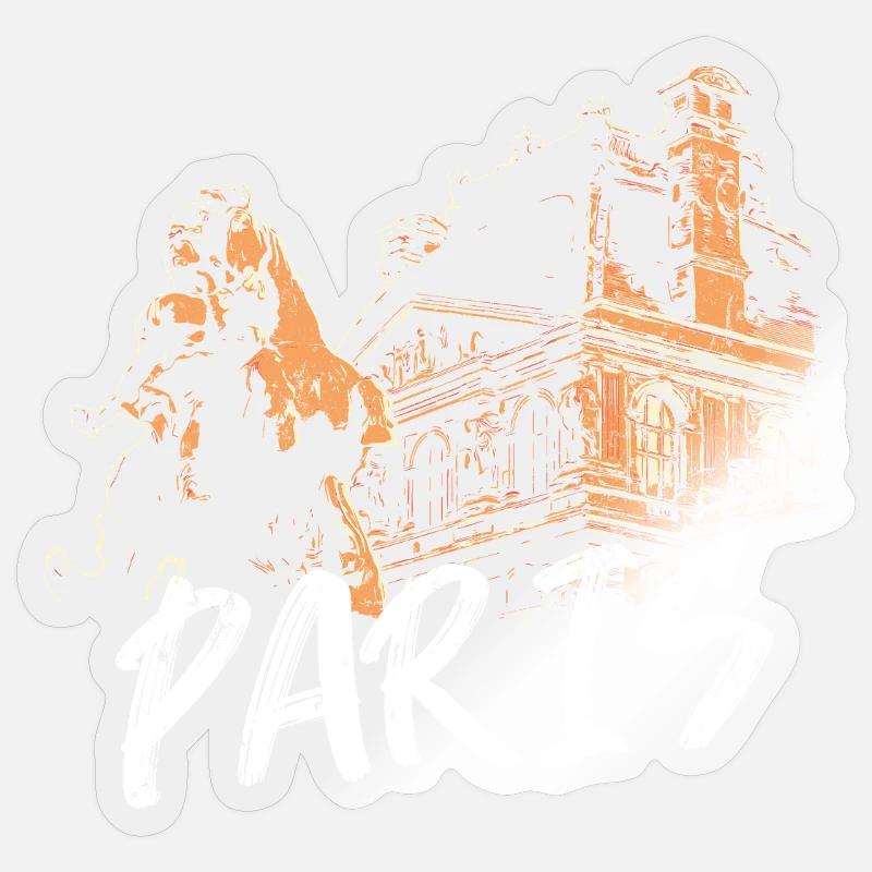 Paris architecture et statue - Sticker taille S (10 x 10 cm) - brillant transparent