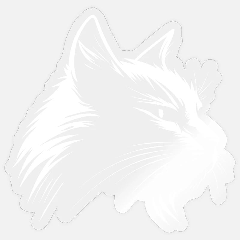 Cat white :-) - Sticker size S (10 x 10 cm) - transparent glossy