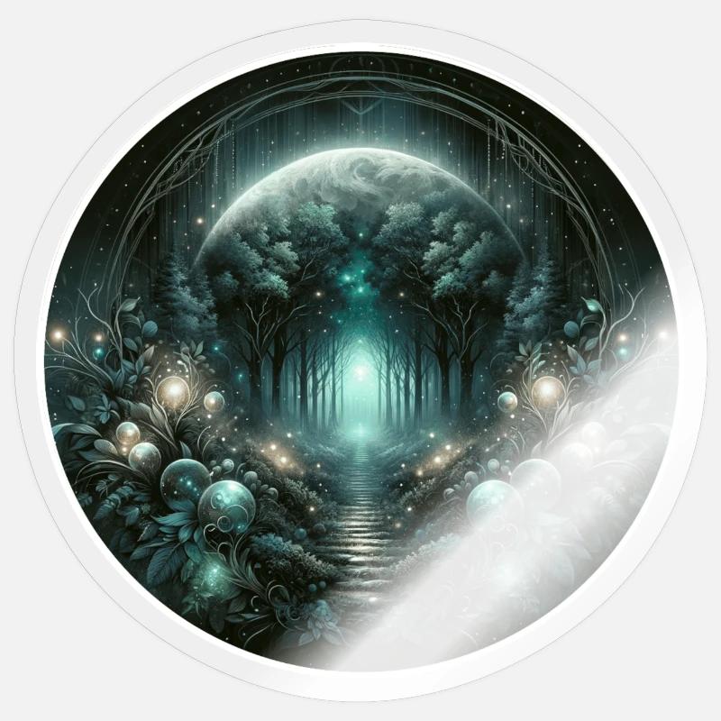 Circular Lunar Forest - Sticker size S (10 x 10 cm) - transparent glossy