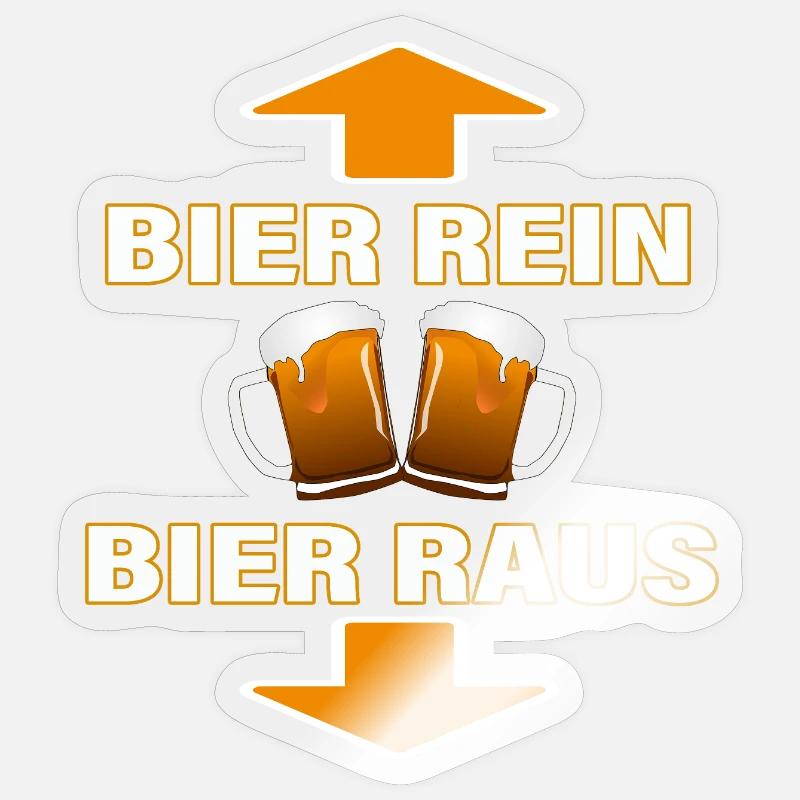 BIER REIN - BIER RAUS - Sticker Größe S (10 x 10 cm) - Transparent glänzend