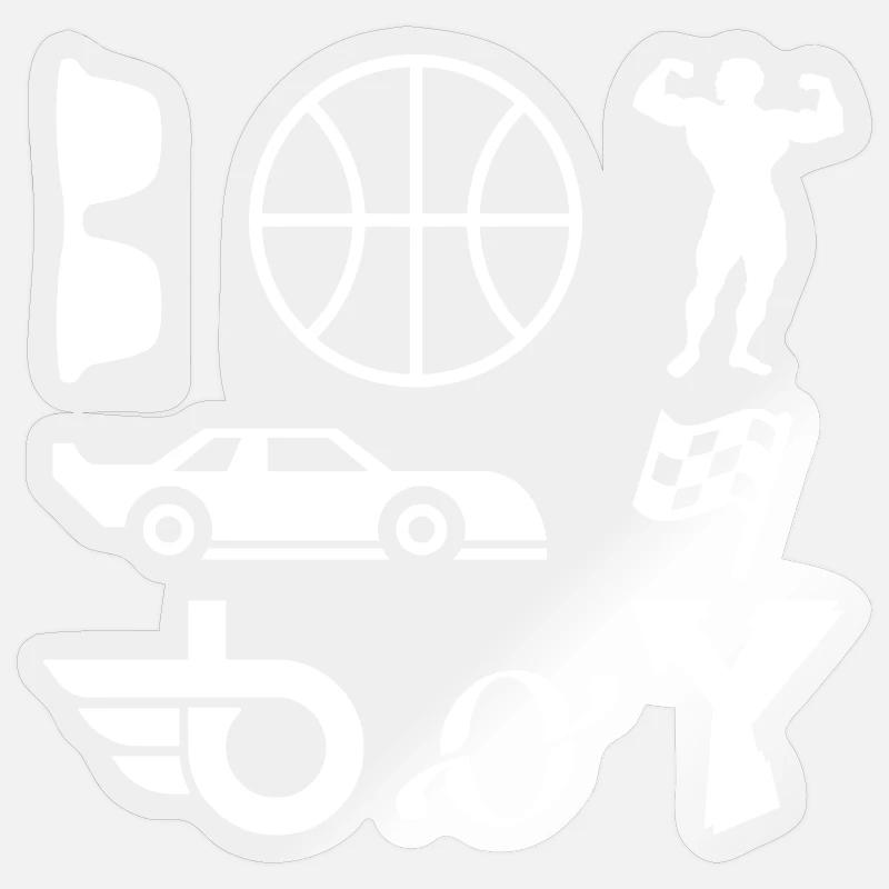 garçon - Sticker taille S (10 x 10 cm) - brillant transparent
