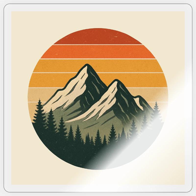 Sunset Summit Retro Circle - Sticker size S (10 x 10 cm) - transparent glossy