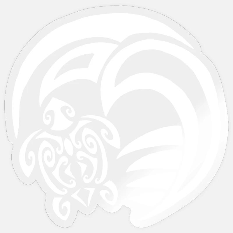White turtle and ocean - Sticker size S (10 x 10 cm) - transparent glossy