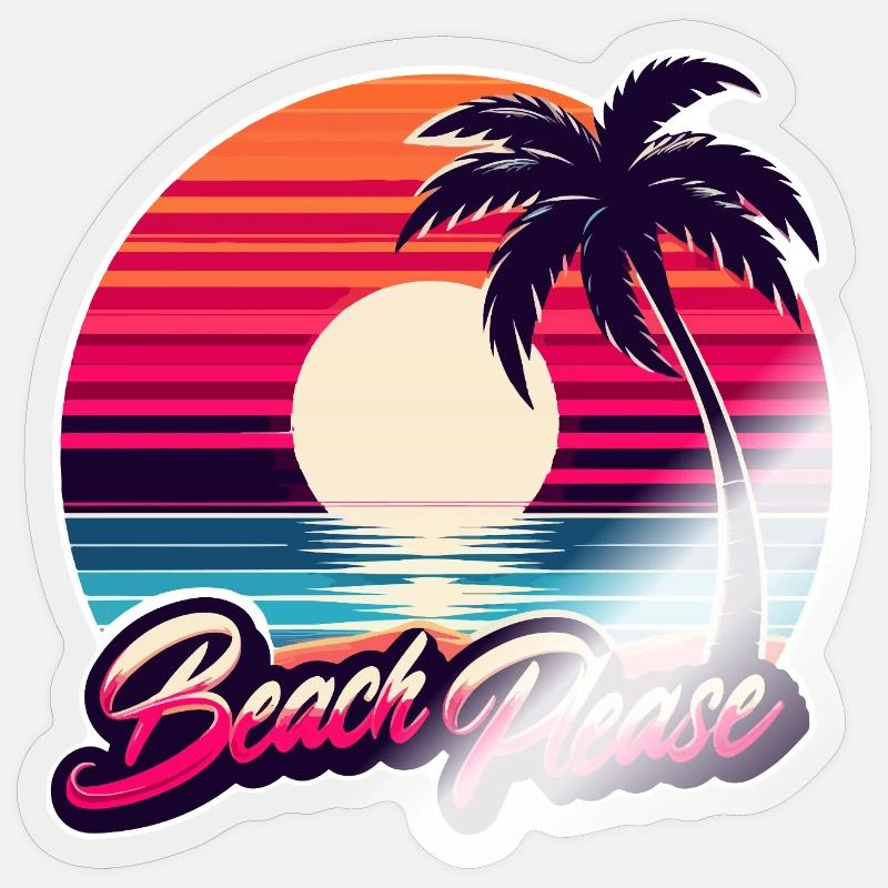 Strand Sunset Beach Bitte - Sticker Größe S (10 x 10 cm) - Transparent glänzend