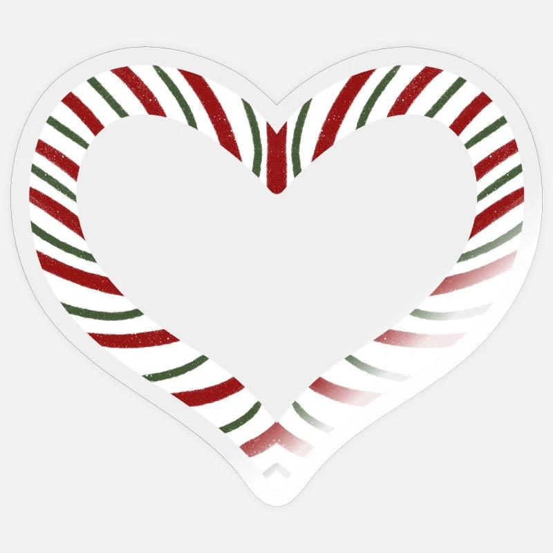 Candy Cane Rayé Coeur Sticker taille S (10 x 10 cm)
