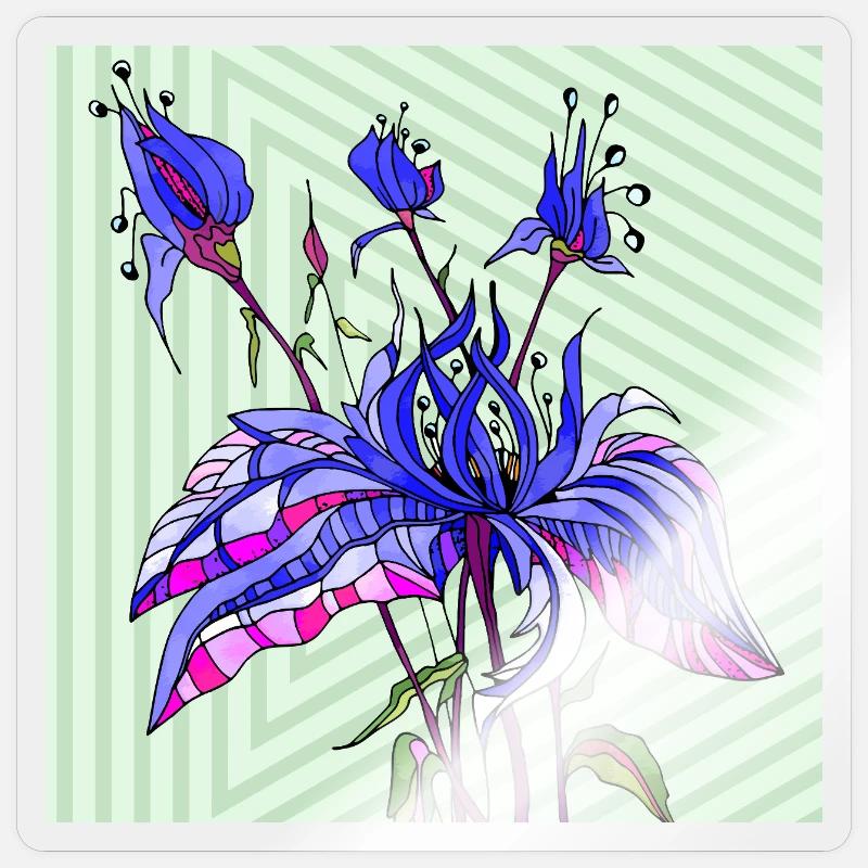 Fleur - Sticker taille S (10 x 10 cm) - brillant transparent