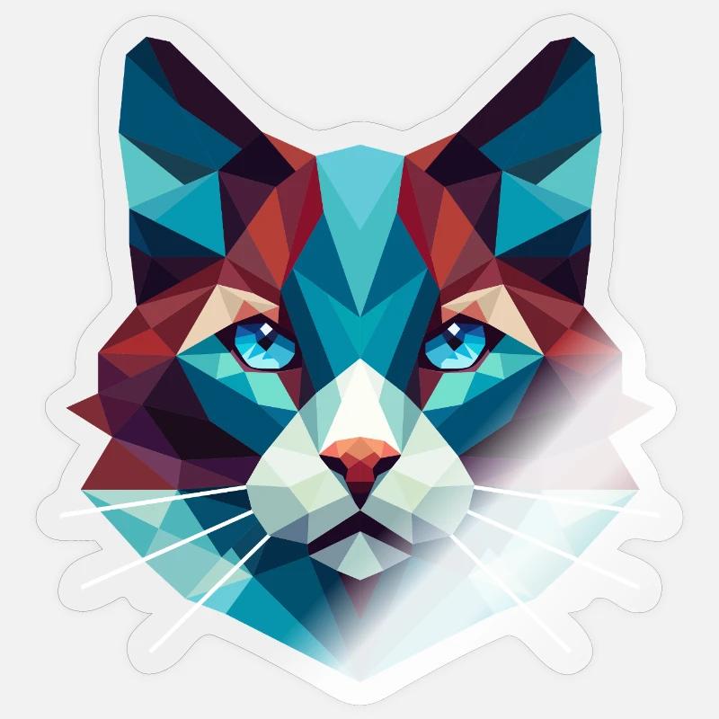 Cat Lowpoly - Sticker taille S (10 x 10 cm) - brillant transparent