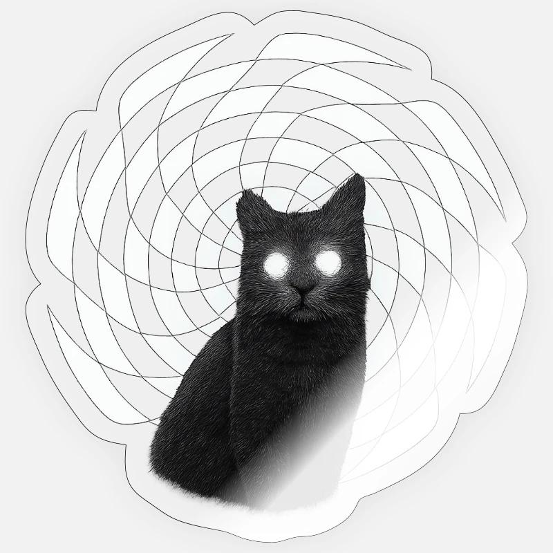 Chat en spirale - Sticker taille S (10 x 10 cm) - brillant transparent