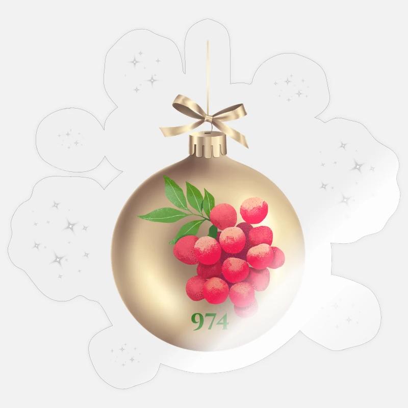 Weihnachtskugel 974 Gold Litschis - Sticker Größe S (10 x 10 cm) - Transparent glänzend