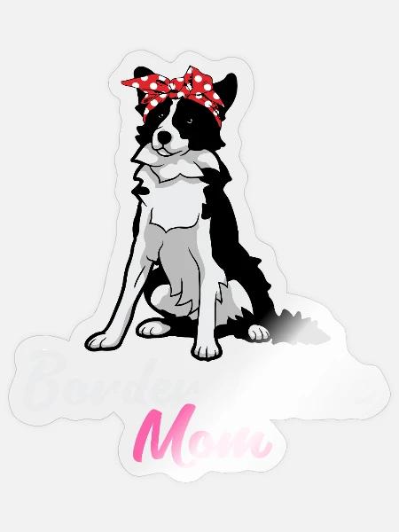 Lustige Grenze Collie Mama Bandana Design Hund Liebhaber - Sticker Größe S (10 x 10 cm) - Transparent glänzend