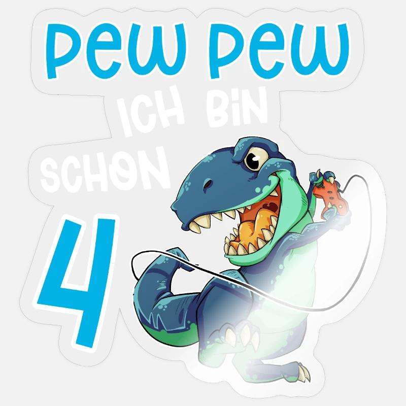4e anniversaire T Rex Gaming - Sticker taille S (10 x 10 cm) - brillant transparent