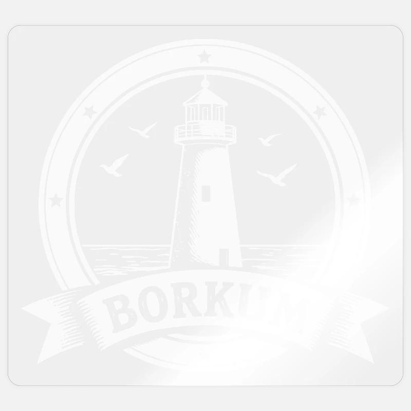 Leuchtturm Borkum Maritimes Emblem - Sticker Größe S (10 x 10 cm) - Transparent glänzend