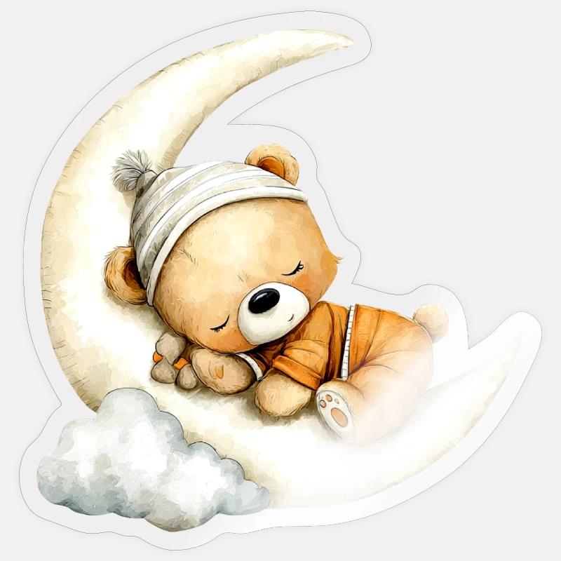 sleeping teddy bear - Sticker size S (10 x 10 cm) - transparent glossy
