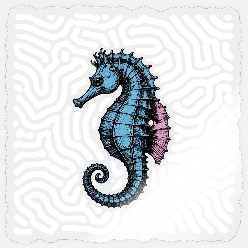 Hippocampe - Sticker taille S (10 x 10 cm) - brillant transparent