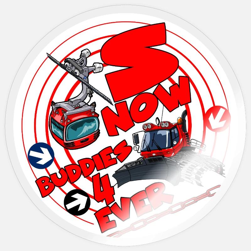 1423-SNOW_BUDDIES_4_EVER_rood-Buchstaben - Sticker Größe S (10 x 10 cm) - Transparent glänzend