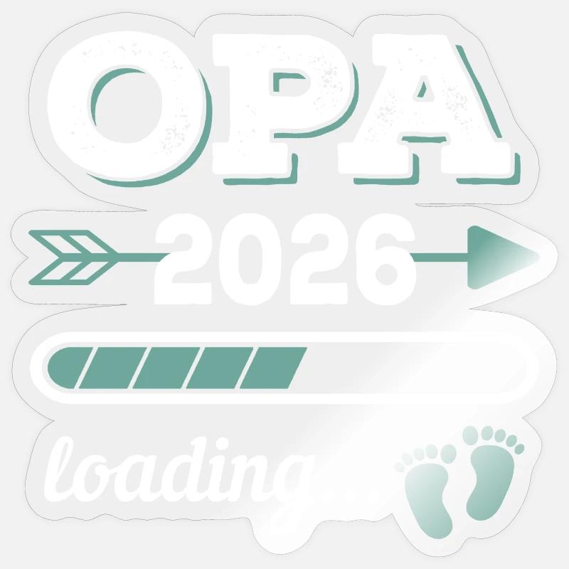 Opa 2026 Loading Werdender Großater Geschenkidee Sticker Größe S (10 x 10 cm)