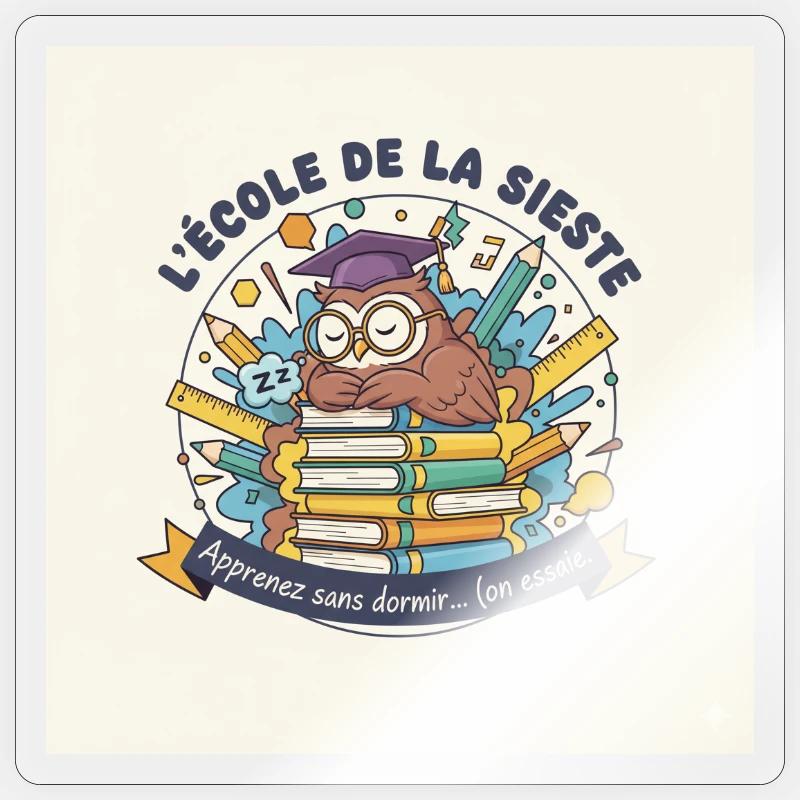 Schule der Eule Nickerchen Schüler Sticker Größe S (10 x 10 cm)
