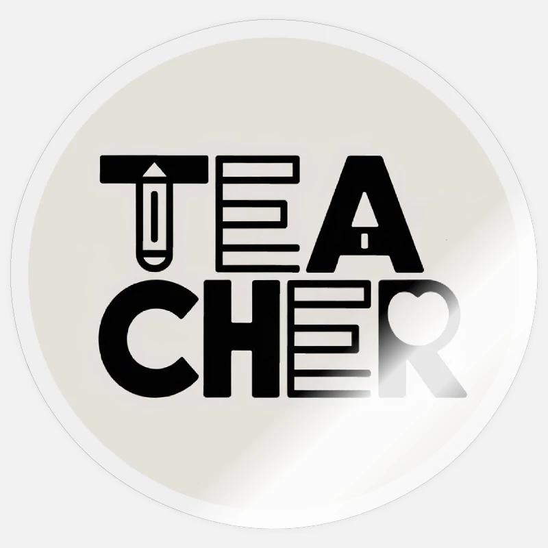 Conception de l’enseignant avec typographie au crayon Sticker taille S (10 x 10 cm)