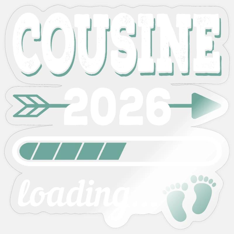 Cousine 2026 Loading Große Cousine - Sticker Größe S (10 x 10 cm) - Transparent glänzend