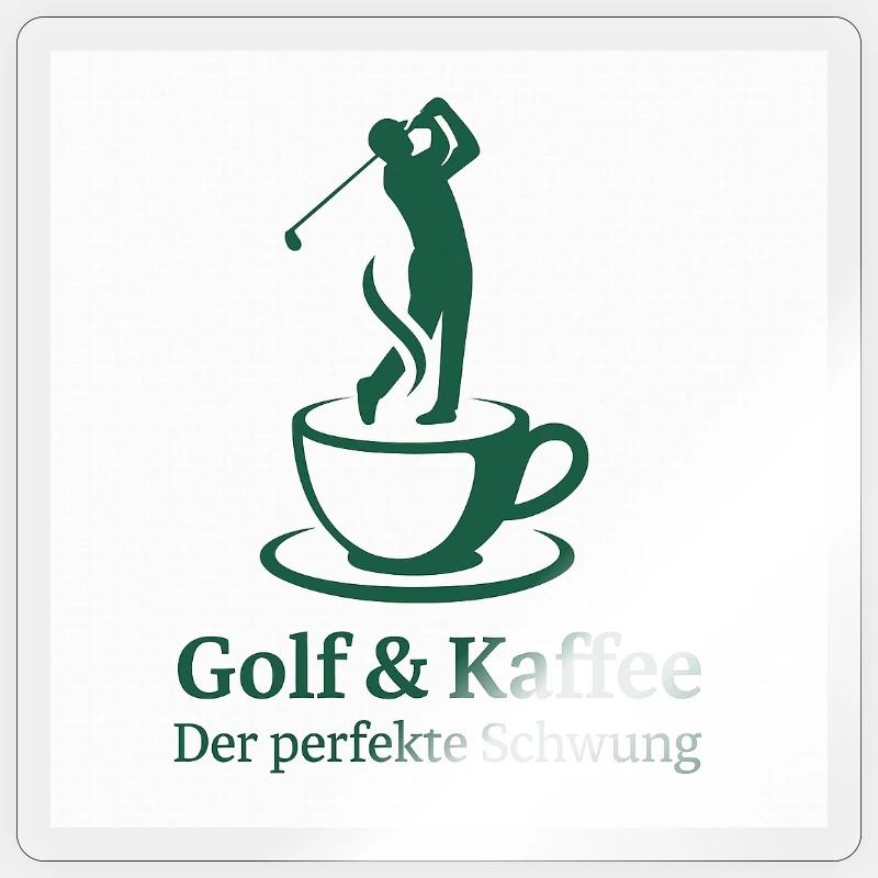 Golf & Kaffee – Der perfekte Schwung  - Sticker Größe S (10 x 10 cm) - Transparent glänzend