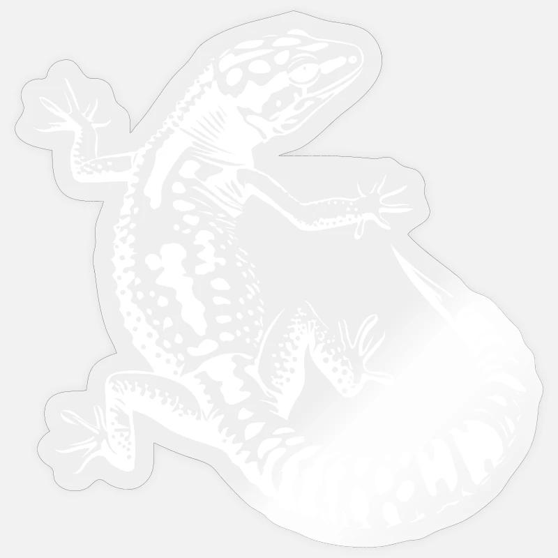 Schwarzweiß Echse Silhouette Leopardgecko - Sticker Größe S (10 x 10 cm) - Transparent glänzend