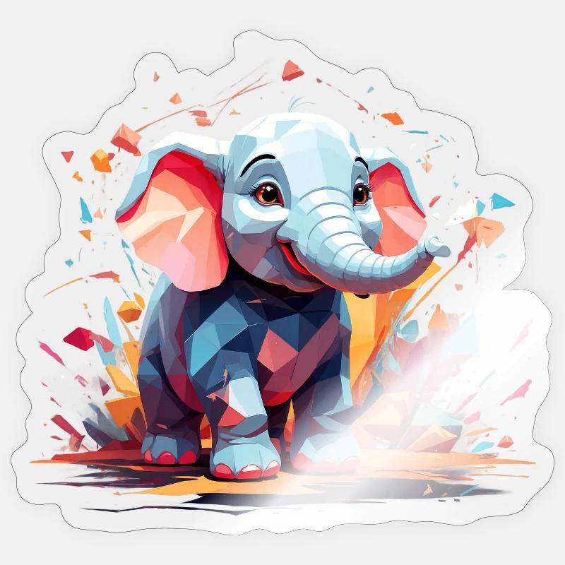Explosion de couleur d’éléphant - Sticker taille S (10 x 10 cm) - brillant transparent