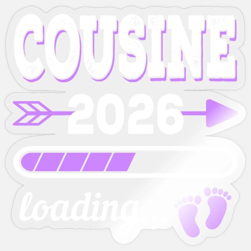 Cousin 2026 Loading Idée de cadeau de grossesse - Sticker taille S (10 x 10 cm) - brillant transparent