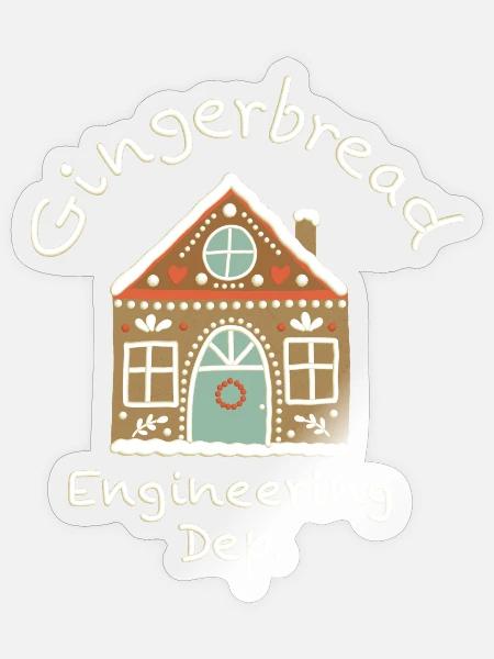 Lustiger Weihnachtsdruck. Lebkuchenhaus Backen. - Sticker Größe S (10 x 10 cm) - Transparent glänzend