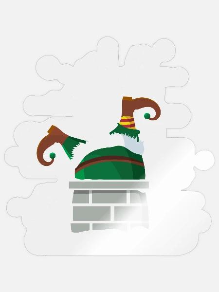 Elf im Kamin Weihnachtshumor - Sticker Größe S (10 x 10 cm) - Transparent glänzend