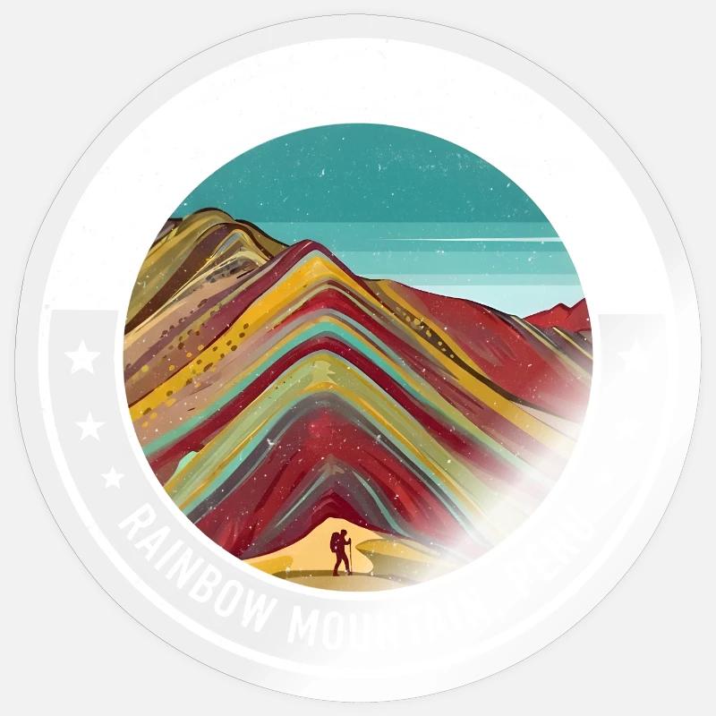 Regenbogenberg Peru Farbexplosion Sticker Größe S (10 x 10 cm)