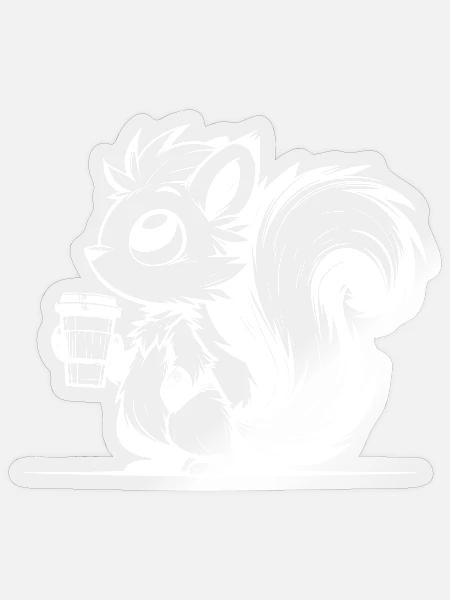 Eichhörnchen im Koffeinrausch - Bin schon wach - Sticker Größe S (10 x 10 cm) - Transparent glänzend