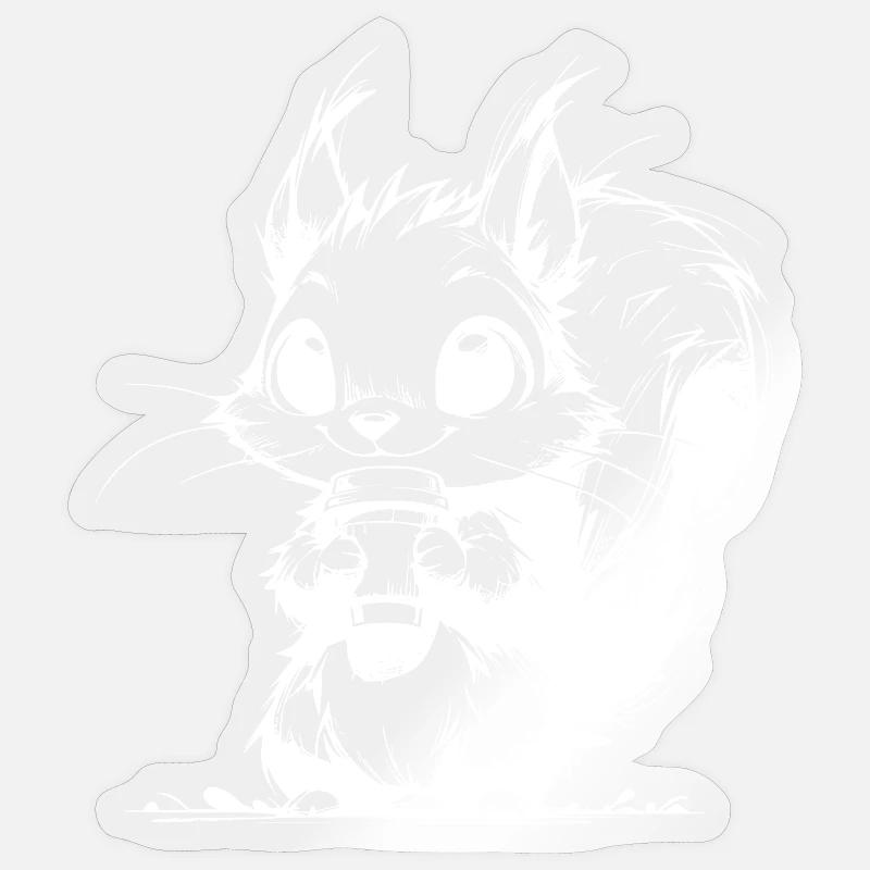 Waldbewohner mit Kaffee Waldrand Kaffeeklatsch - Sticker Größe S (10 x 10 cm) - Transparent glänzend