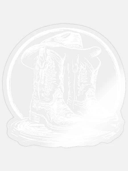 Western Boots Silhouette im Kreis - Sticker Größe S (10 x 10 cm) - Transparent glänzend