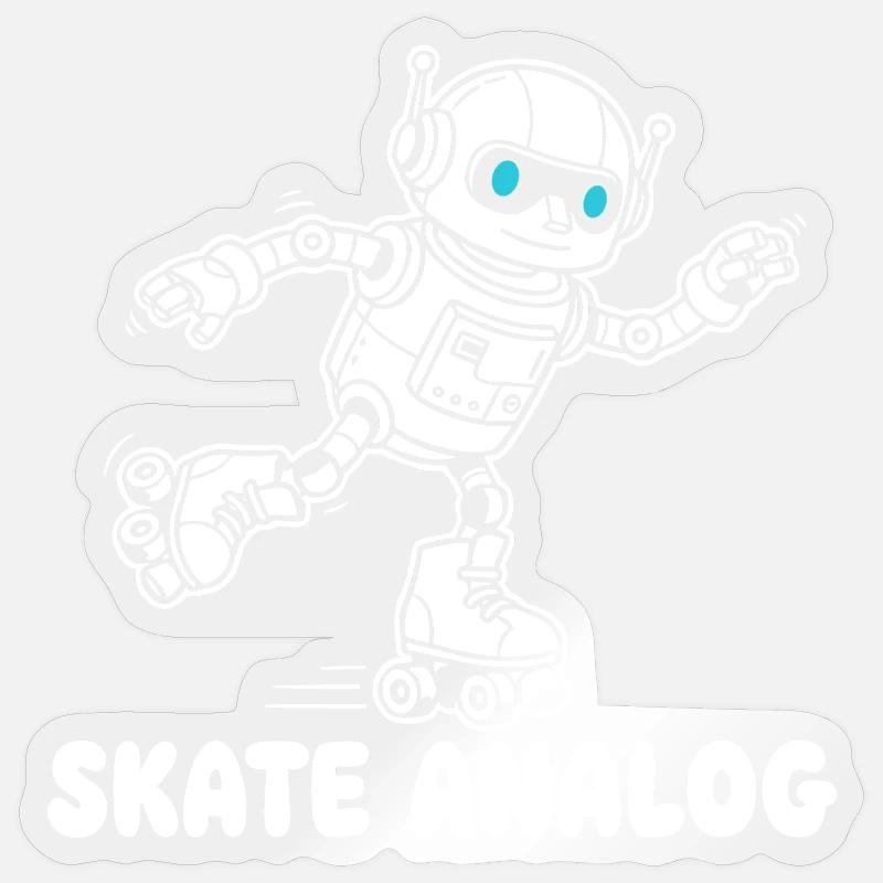Robot Skate Analog - Sticker size S (10 x 10 cm) - transparent glossy