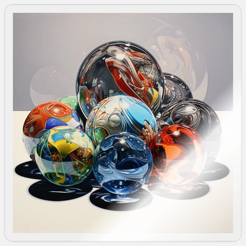 Jeu de couleurs Boules de verre Art de reflet - Sticker taille S (10 x 10 cm) - brillant transparent
