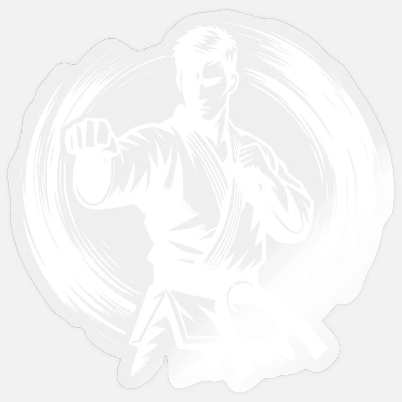 Dynamische Kampfpose Perfekte Karate Silhouette Sticker Größe S (10 x 10 cm)