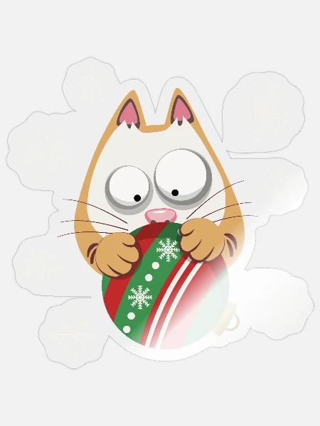 Niedliche Weihnachtskatze Winteratmosphäre - Sticker Größe S (10 x 10 cm) - Transparent glänzend