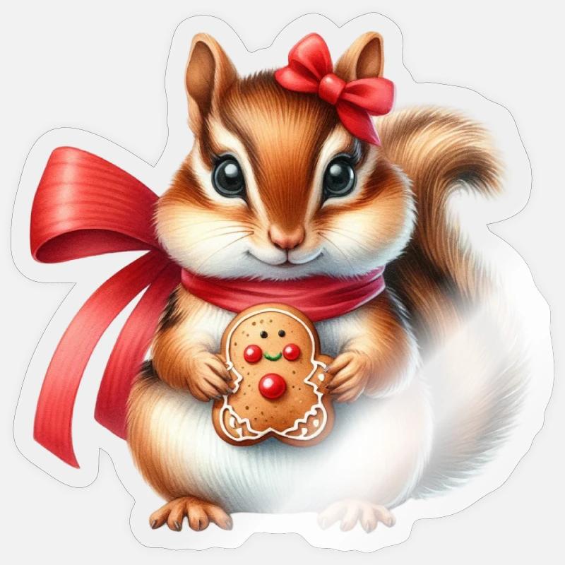 Ginger Squirrel with Cookie Sticker size S (10 x 10 cm)