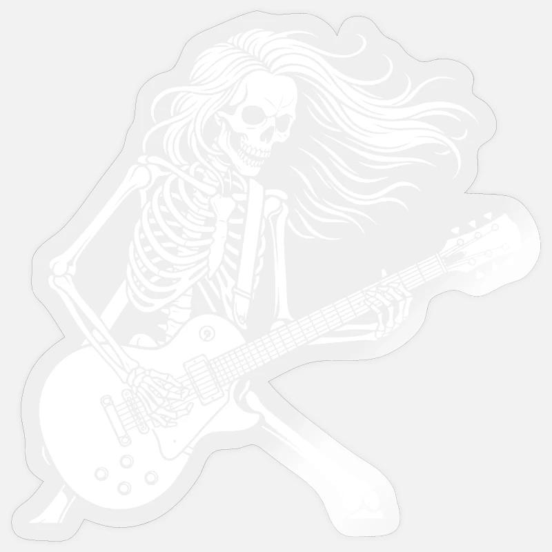 Rock Star Skeleton Guitar Playe - Sticker size S (10 x 10 cm) - transparent glossy