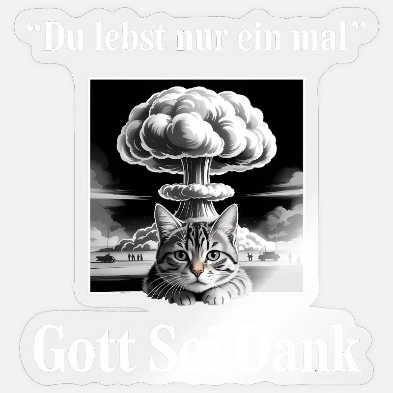 Du lebst nur Einmal (Gott sei dank) - Deutsche Mem Sticker Größe S (10 x 10 cm)
