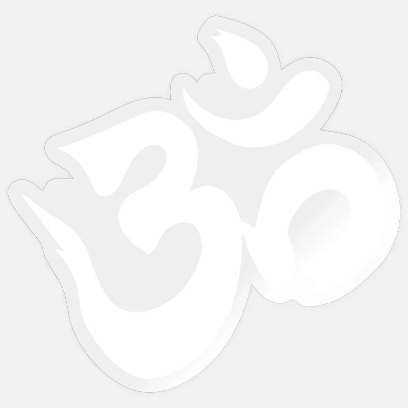 Couleur blanche Om - Sticker taille S (10 x 10 cm) - brillant transparent