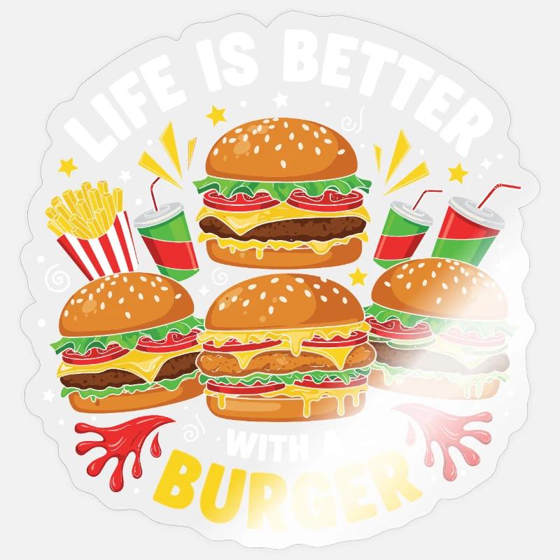 Burger Hamburger - Sticker size S (10 x 10 cm) - transparent glossy