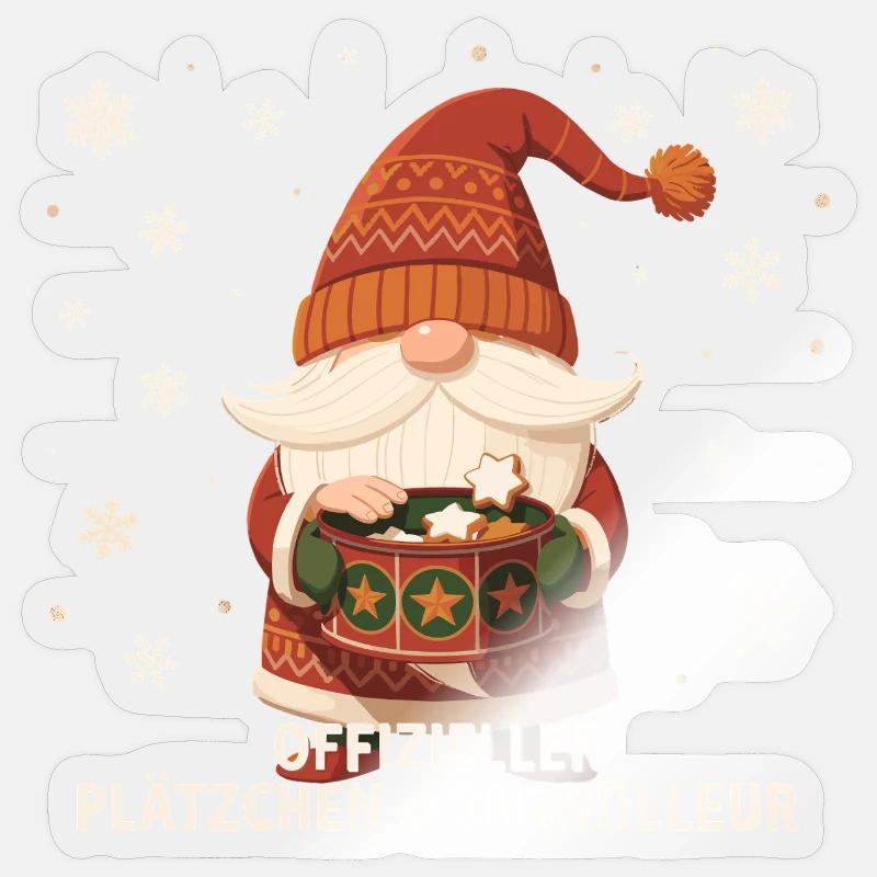 Biscuits Gnomes Cadeau de Noël Mignon - Sticker taille S (10 x 10 cm) - brillant transparent