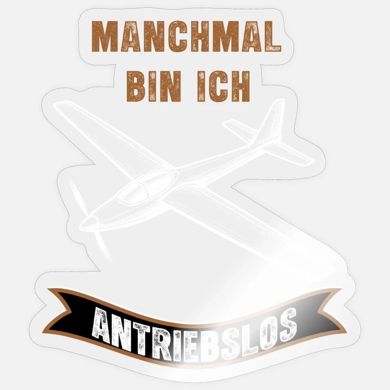 Manchmal Bin Ich Antriebslos Flugzeug - Sticker Größe S (10 x 10 cm) - Transparent glänzend