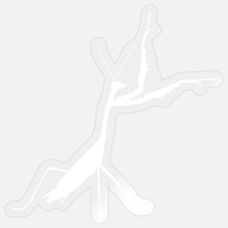 Praying mantis white Sticker size S (10 x 10 cm)