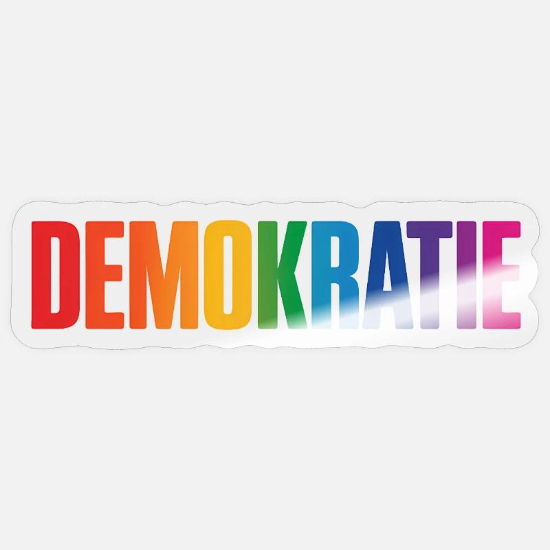 Democracy - Cool Pride Logo - Sticker size S (10 x 10 cm) - transparent glossy