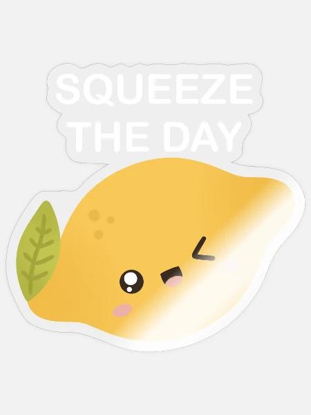 Squeeze the Day Zitronen-Charm - Sticker Größe S (10 x 10 cm) - Transparent glänzend