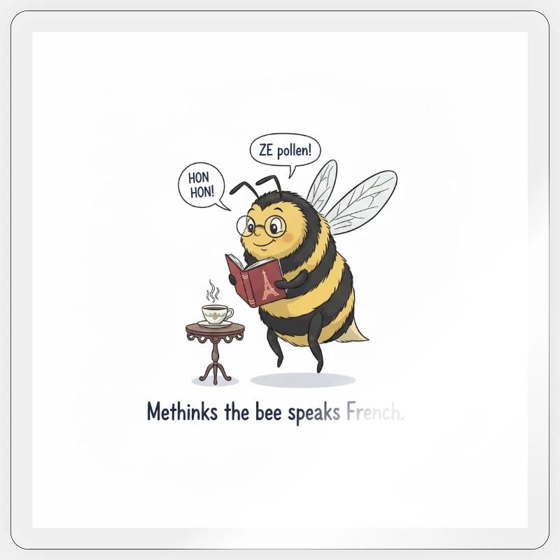 Bee apprend le français : Méthinks - Sticker taille S (10 x 10 cm) - brillant transparent