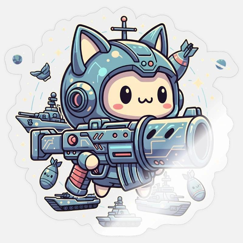 Space Cutie Warrior - Sticker size S (10 x 10 cm) - transparent glossy