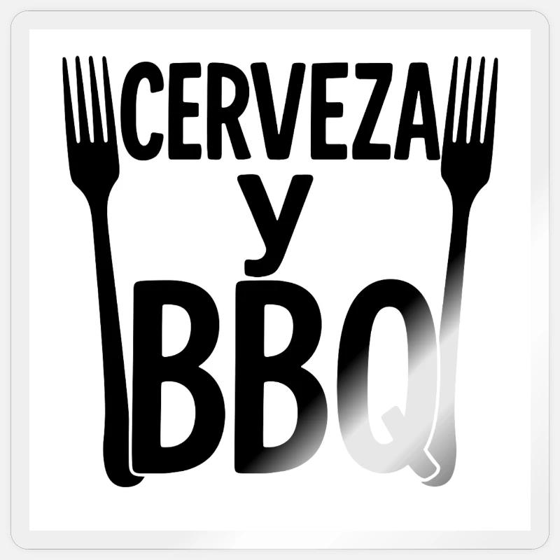 Design numérique « Bière & BBQ » - Sticker taille S (10 x 10 cm) - brillant transparent